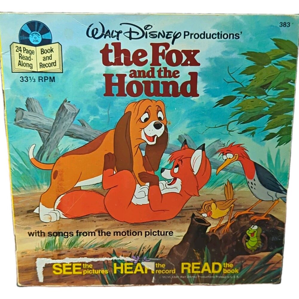 Walt Disney Productions The Fox and the Hound 1981 Book & Record 33 1/3 RPM